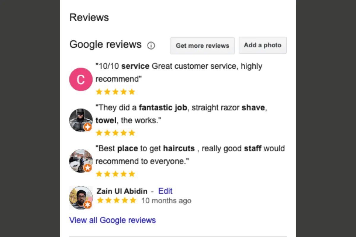 Stylish Barbershop Google Reviews