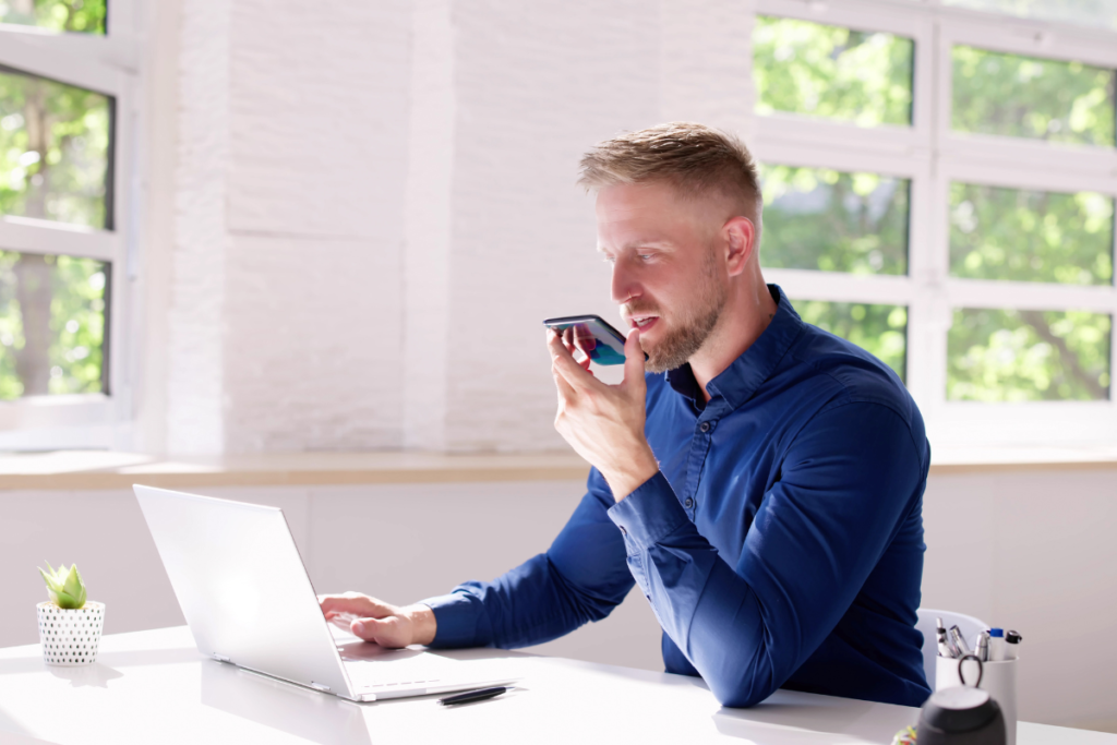 person using voice search