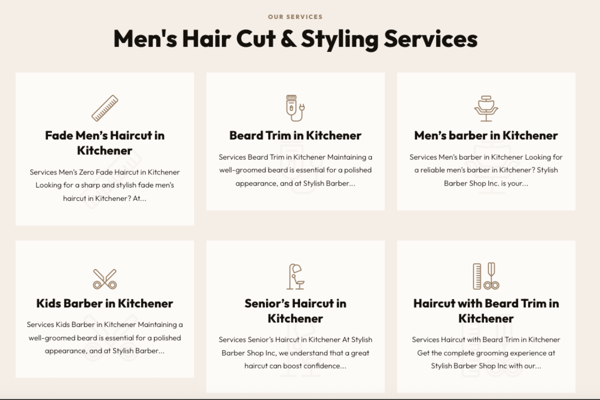 Services of stylish barbershop