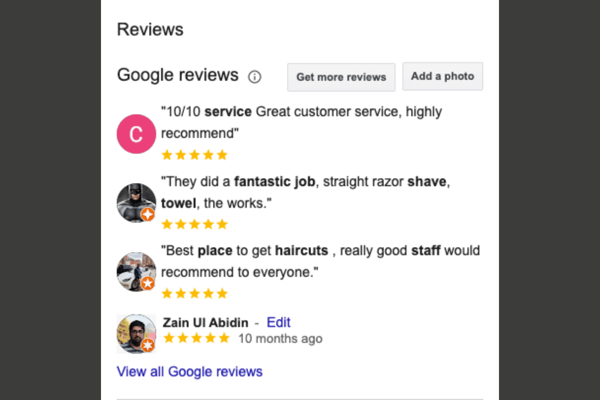 Stylish Barbershop Google Reviews